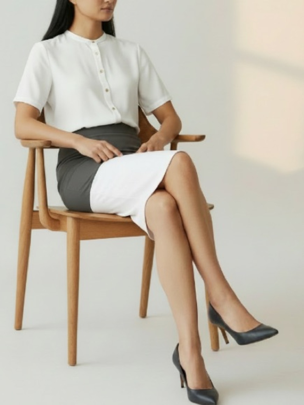 Lularoe Olive Green & White Pencil Skirt Cassie Style